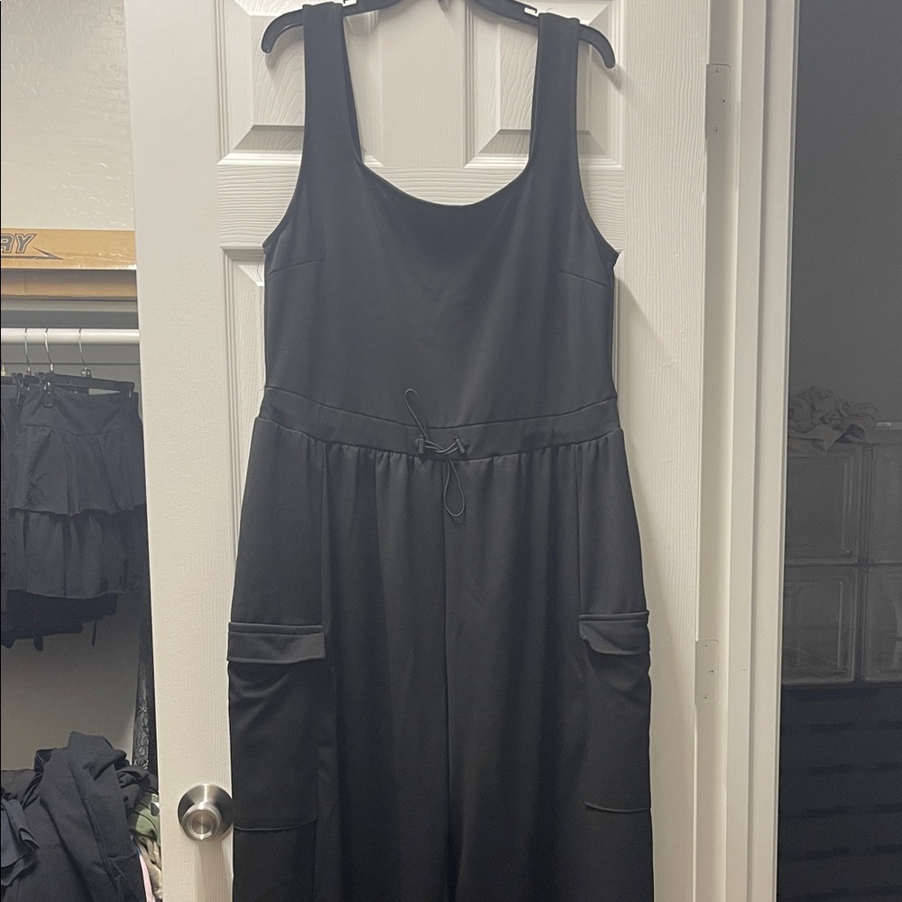 Fashion Nova Black Sleeveless Jumpsuit with Drawstring Waist